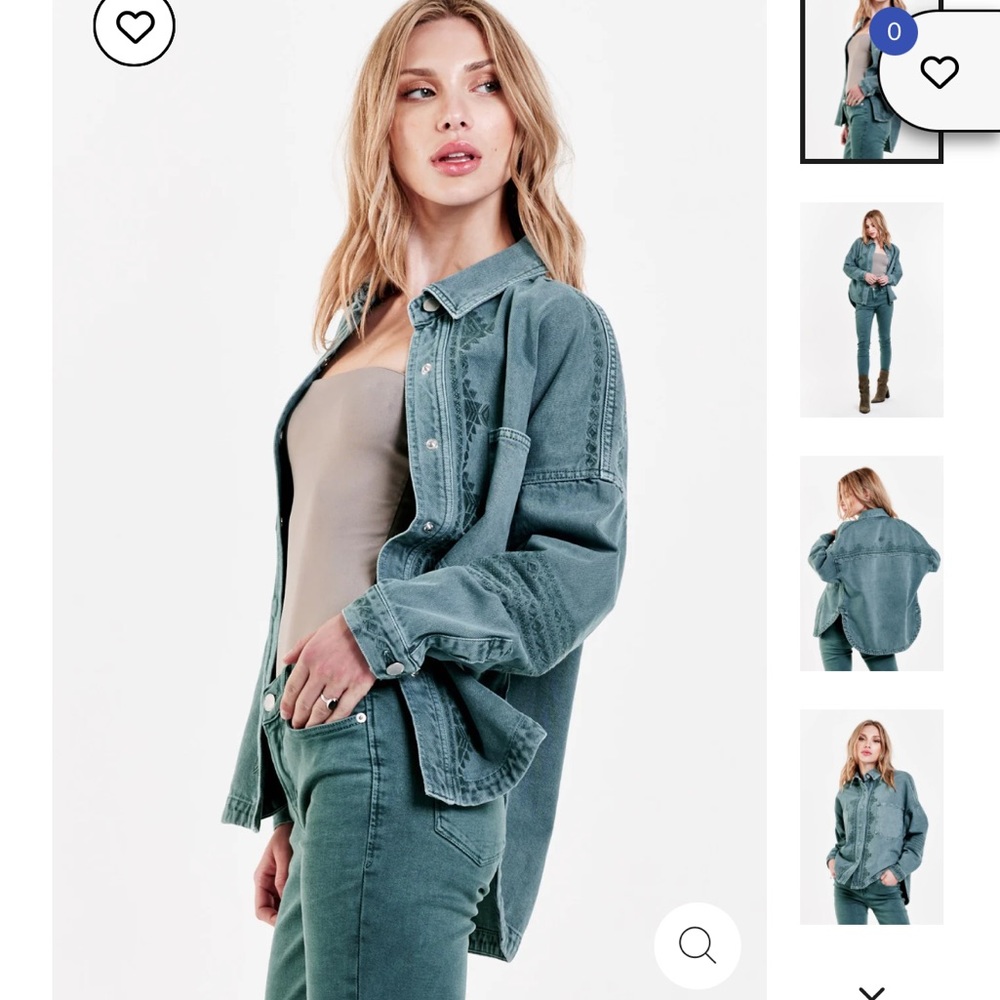 Dear John Gina Denim Shirt Jacket Seafoam Haze size small